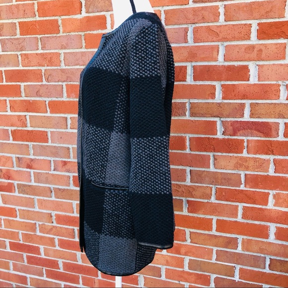 Old Navy Black & Gray Open Front Plaid Coatigan Cardigan Womens Size Small - Picture 3 of 7